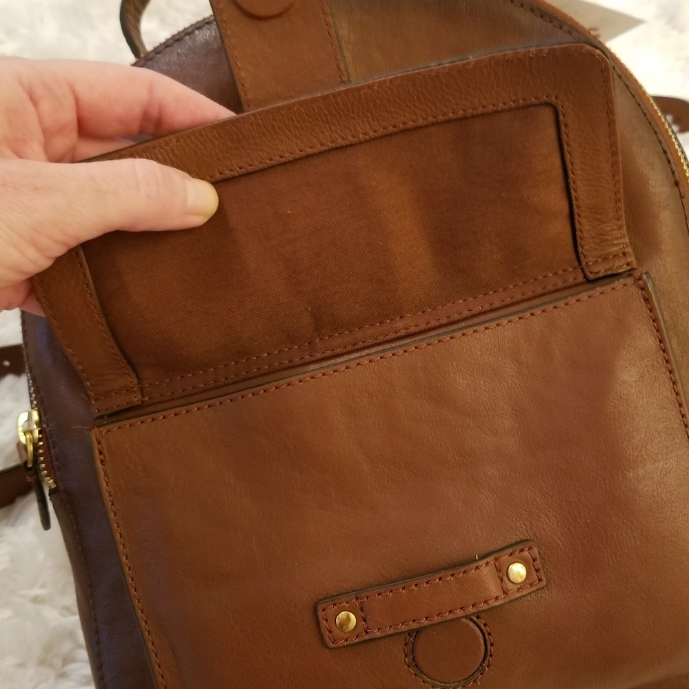 FRYE Olivia Genuine Leather Backpack Cognac Color - Picture 6 of 8